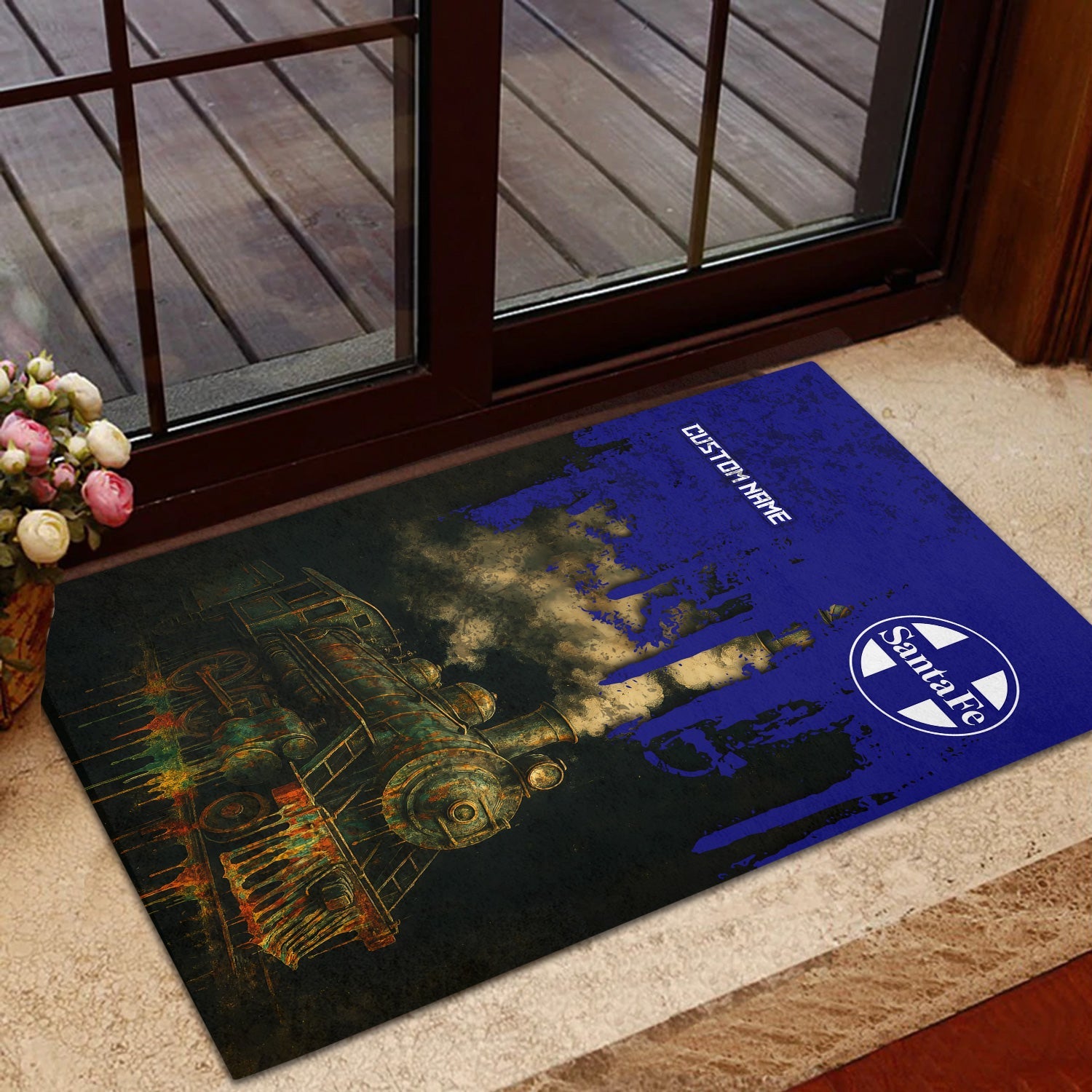 Railspirit Personalized Santa Fe ATSF Railway Doormat Vintage Train Art Style Atchison, Topeka and Santa Fe Mat For Locomotive Fans
