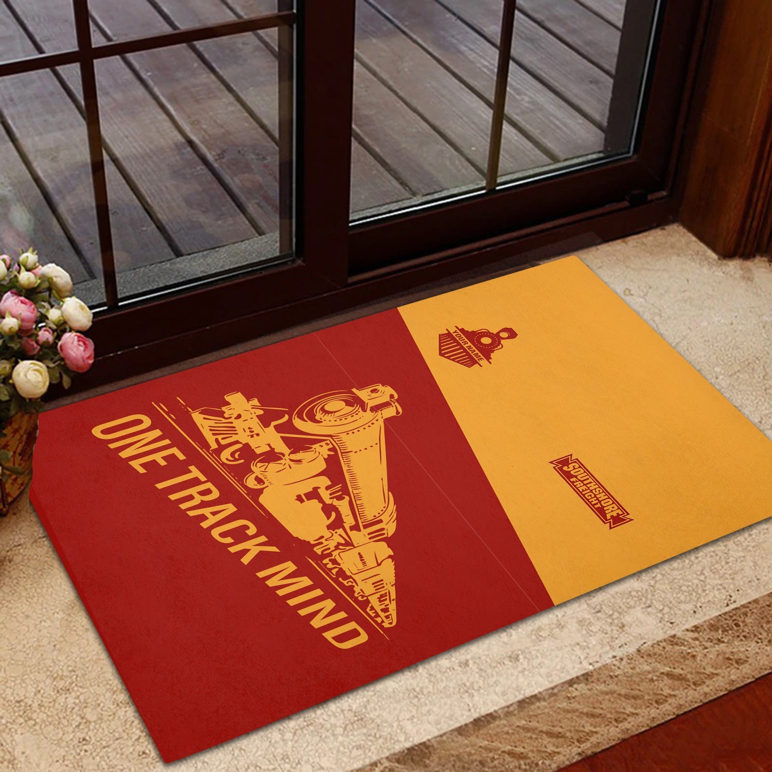 Railspirit Personalized Chicago South Shore and South Bend Railroad Doormat One Track Mind Mat Gift Idea For Train Lover