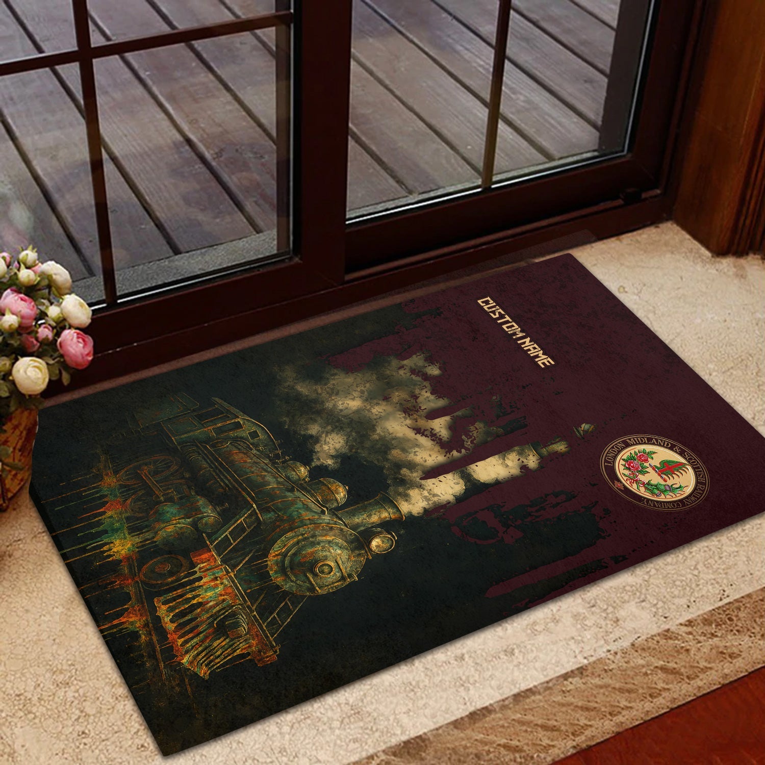 Railspirit Personalized London, Midland and Scottish Railway Doormat Vintage Train Art Style Mat For Locomotive Fans
