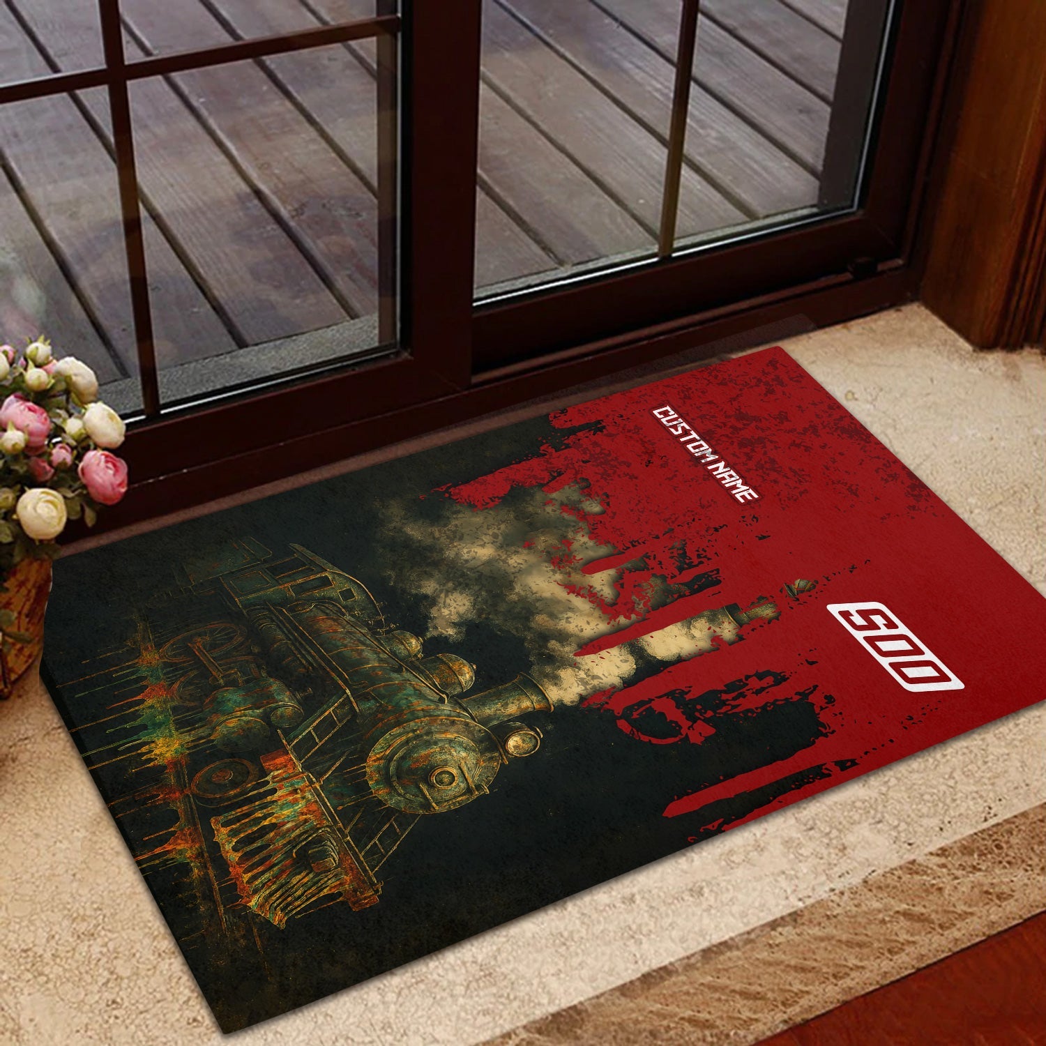 Railspirit Personalized Soo Line Railroad Doormat Vintage Train Art Style Mat For Locomotive Fans