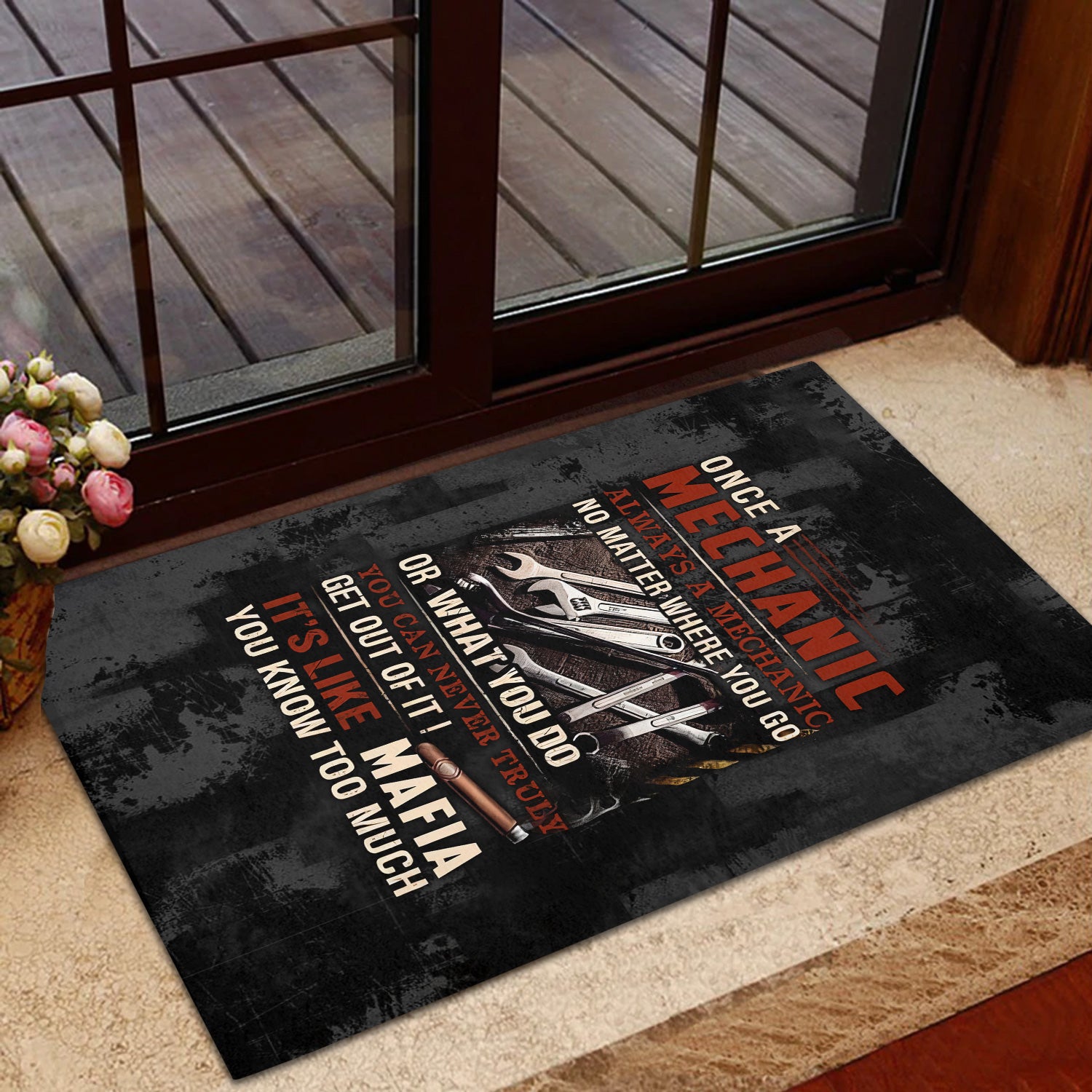 Mechanic Doormat Funny Quote, Once A Mechanic Always A Mechanic, Gift for Mechanic Lovers, Work, Garage, Car Enthusiasts, Automotive Door Mat Home Decor