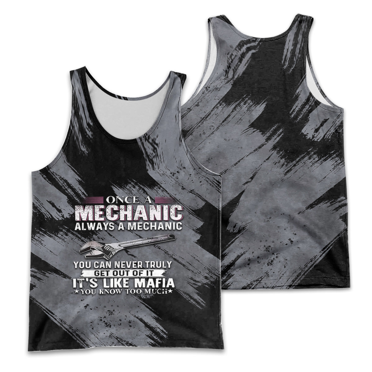 Once A Mechanic Always A Mechanic Men Tank Top Funny Printed Vintage Mechanic Men Shirt