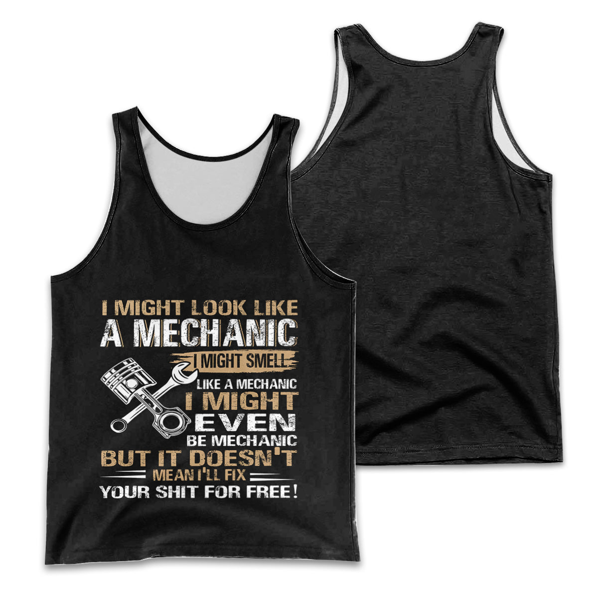 I Might Look Like A Mechanic Men Tank Top Mechanical Repair Parts Tools Printed Shirt