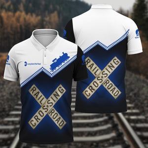 Railspirit Personalized Long Island Railroad Polo Shirt Railroad Crossing Printed Train Track Shirt