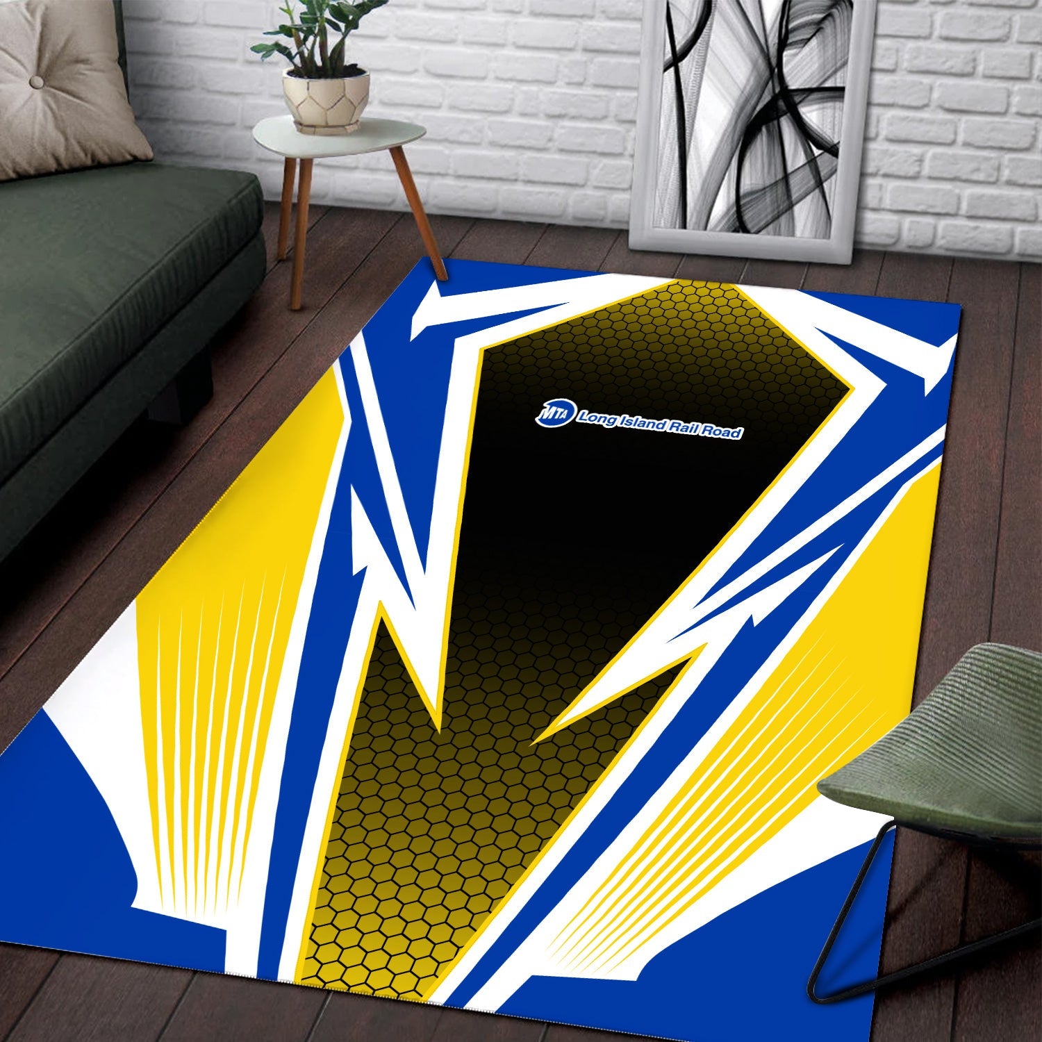 Railspirit Long Island Railroad Area Rug Lightning Graphic Style Rug Gift Idea For Train Lover