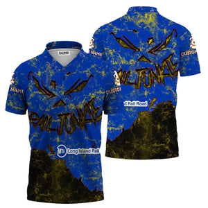 Railspirit Personalized Long Island Railroad Polo Shirt Torn Graphic Style Train Shirt For Rail Junkie