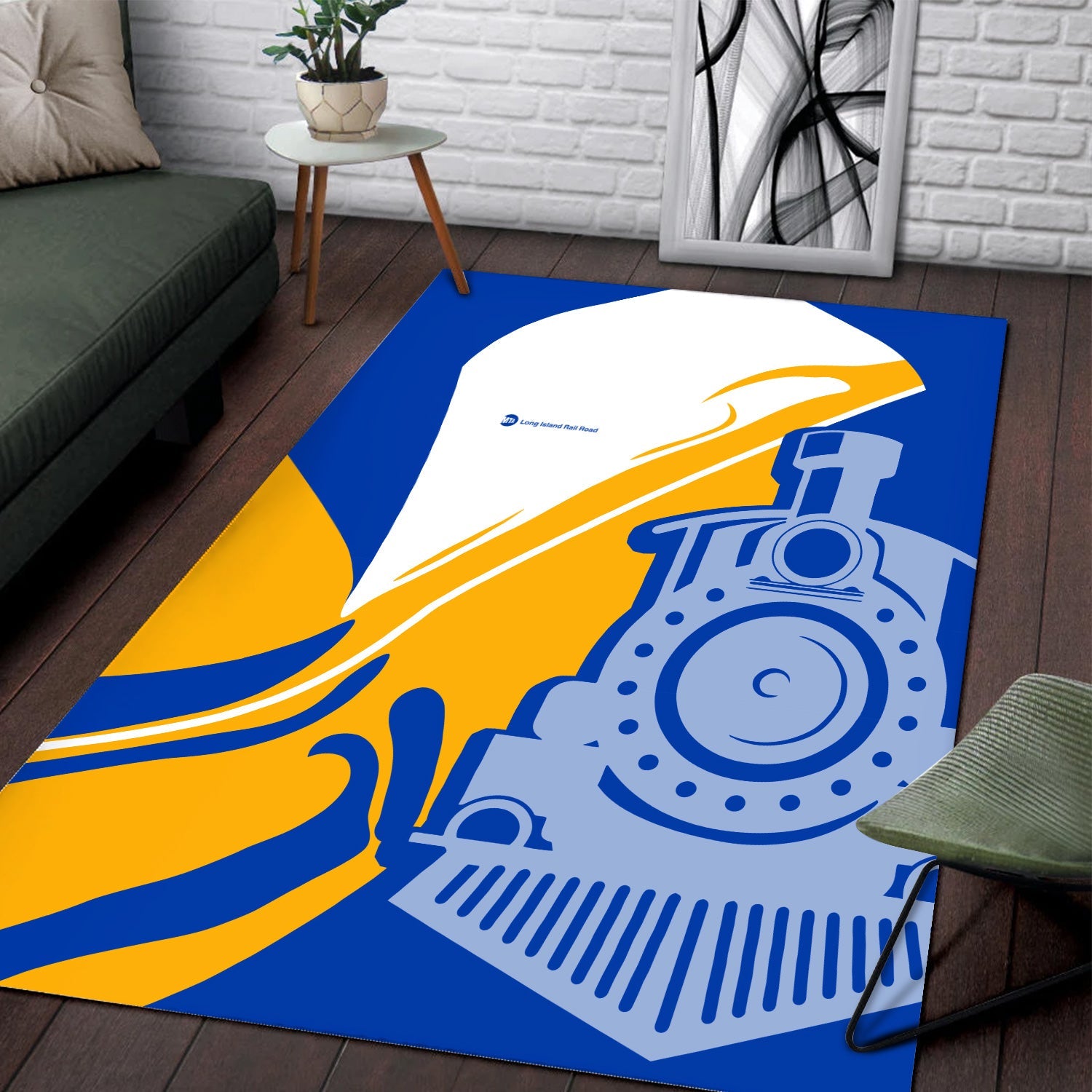 Railspirit Long Island Railroad Area Rug Flame-Inspired Style Rug Gift Idea For Train Lovers