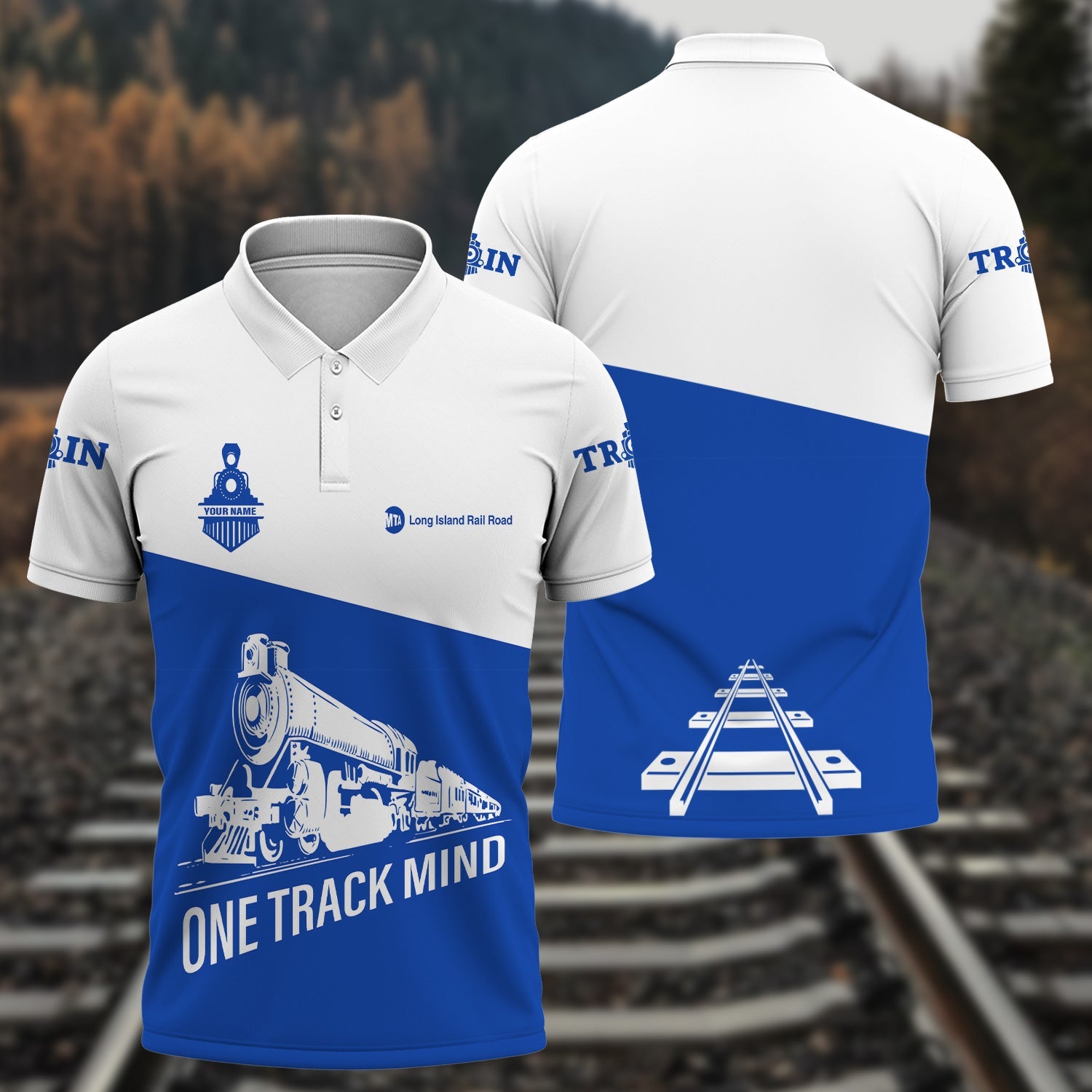 Railspirit Personalized Long Island Railroad Polo Shirt One Track Mind Unisex Train Shirt Gift Idea For Train Lover