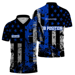 Railspirit Personalized Long Island Railroad Polo Shirt Artistic Paint American Flag Style Train Shirt