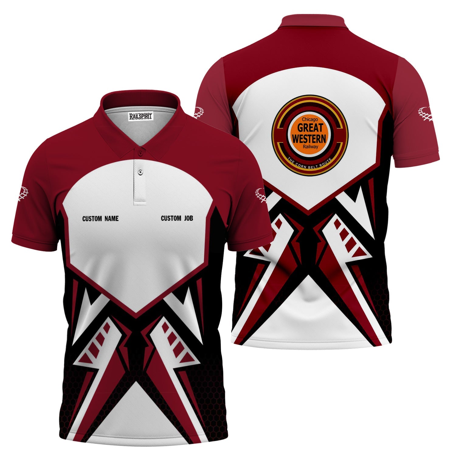 Railspirit Personalized Chicago Great Western Railroad Polo Shirt Vibriant Style with Custom Position Train Shirt