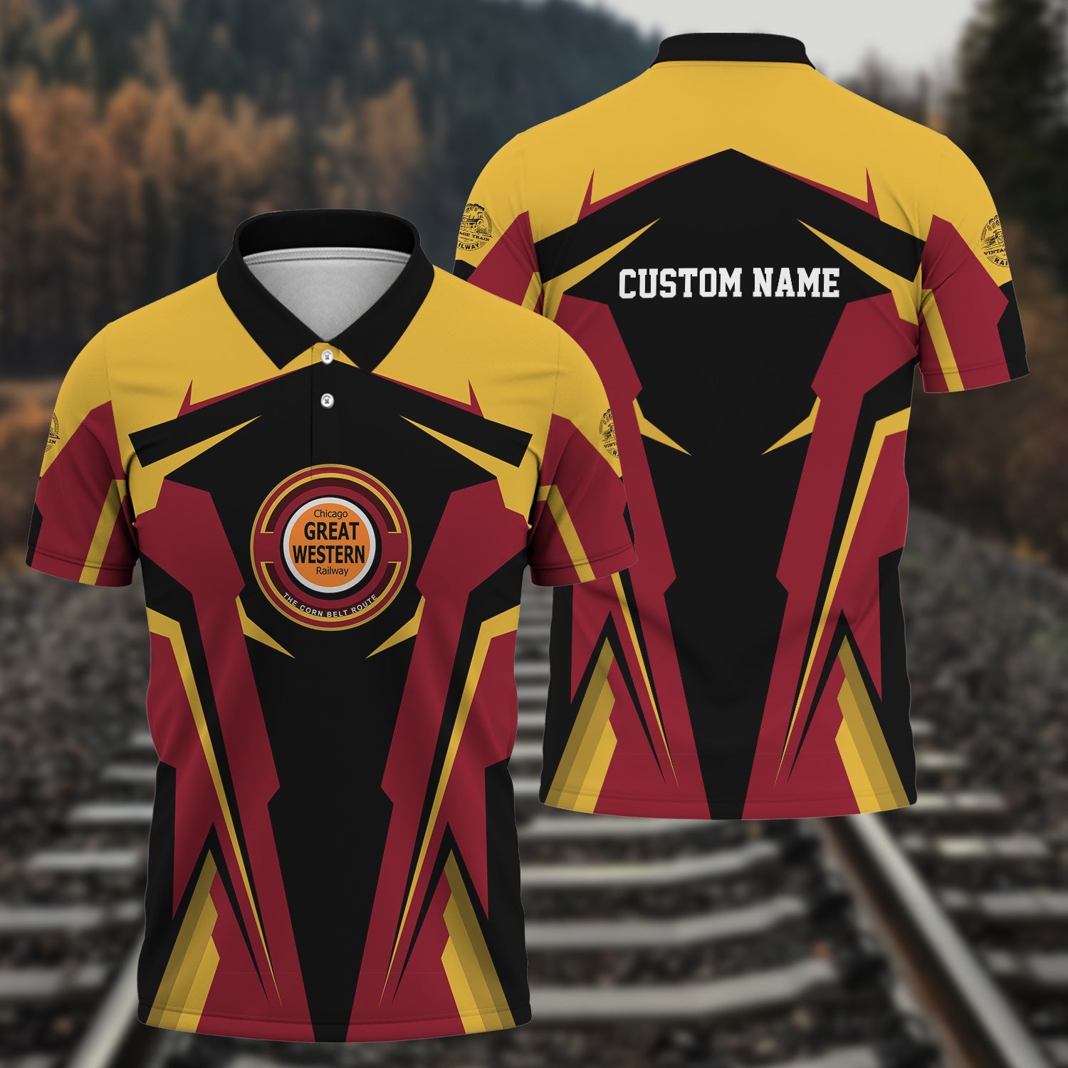 Railspirit Personalized Chicago Great Western Railroad Polo Shirt Strong Line Style Train Unisex Shirt All Over Print