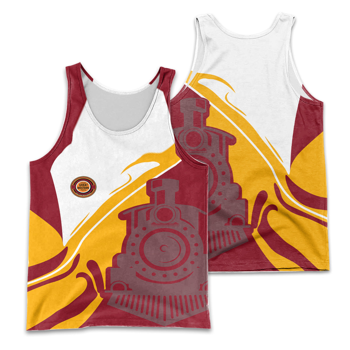 Railspirit Personalized Chicago Great Western Railroad Men Tank Top Flame-Inspired Style Shirt Gift Idea For Train Lovers