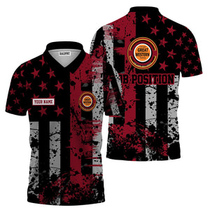 Railspirit Personalized Chicago Great Western Railroad Polo Shirt Artistic Paint American Flag Style Train Shirt