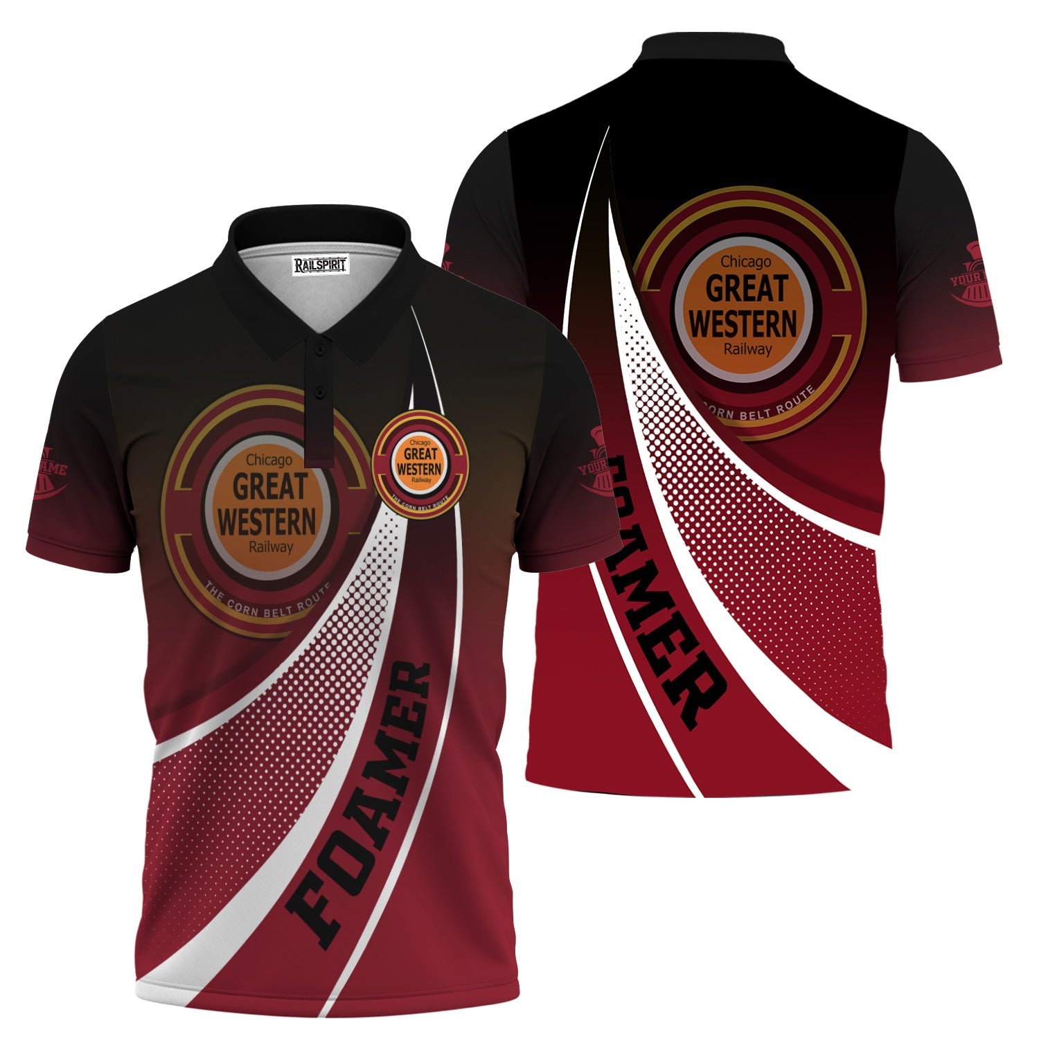 Railspirit Personalized Chicago Great Western Railroad Polo Shirt Railway-Themed Style Shirt Gift Idea For Trainspotter