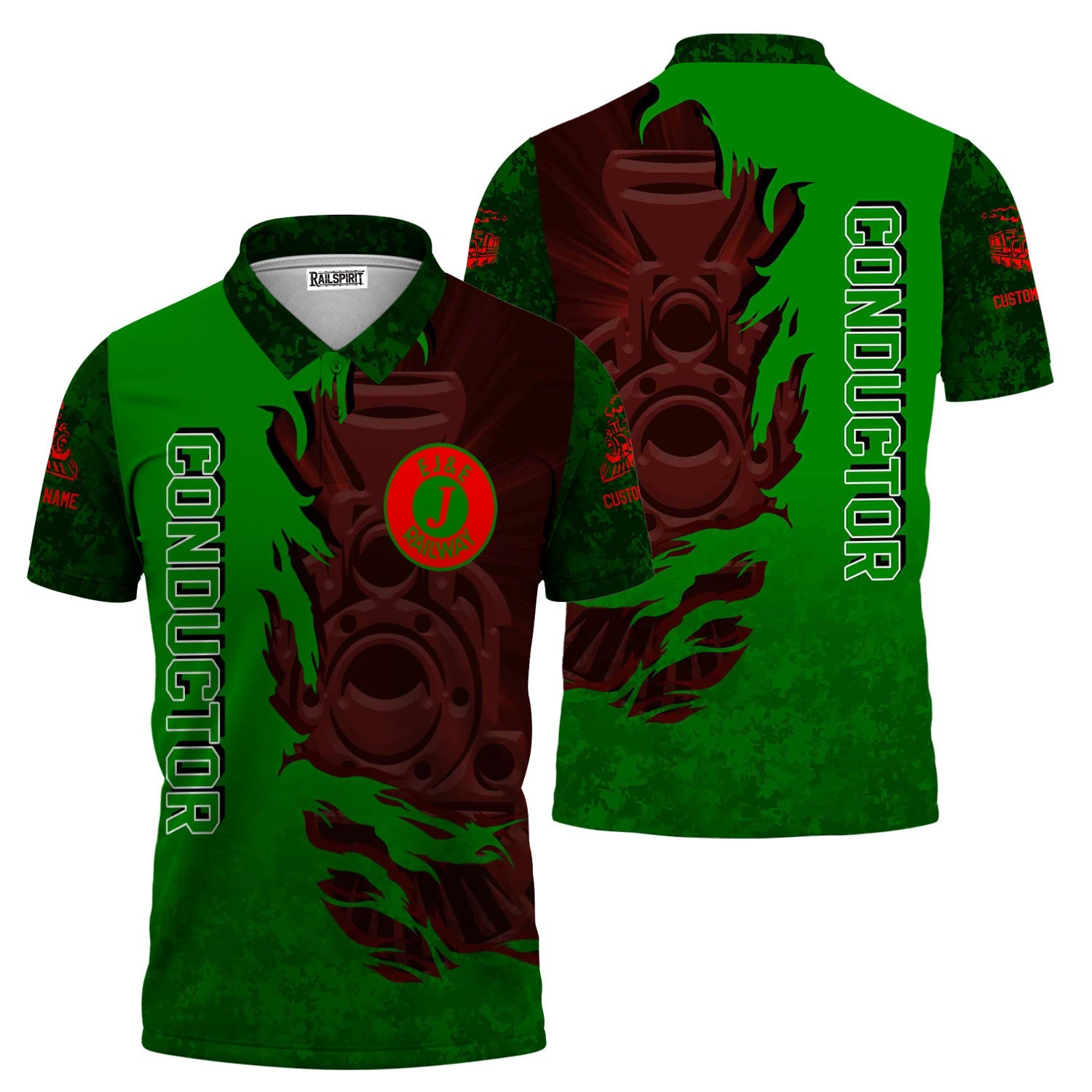 Railspirit Personalized Elgin Joliet And Eastern Railroad Polo Shirt Blazing Style with Custom Position Train Shirt