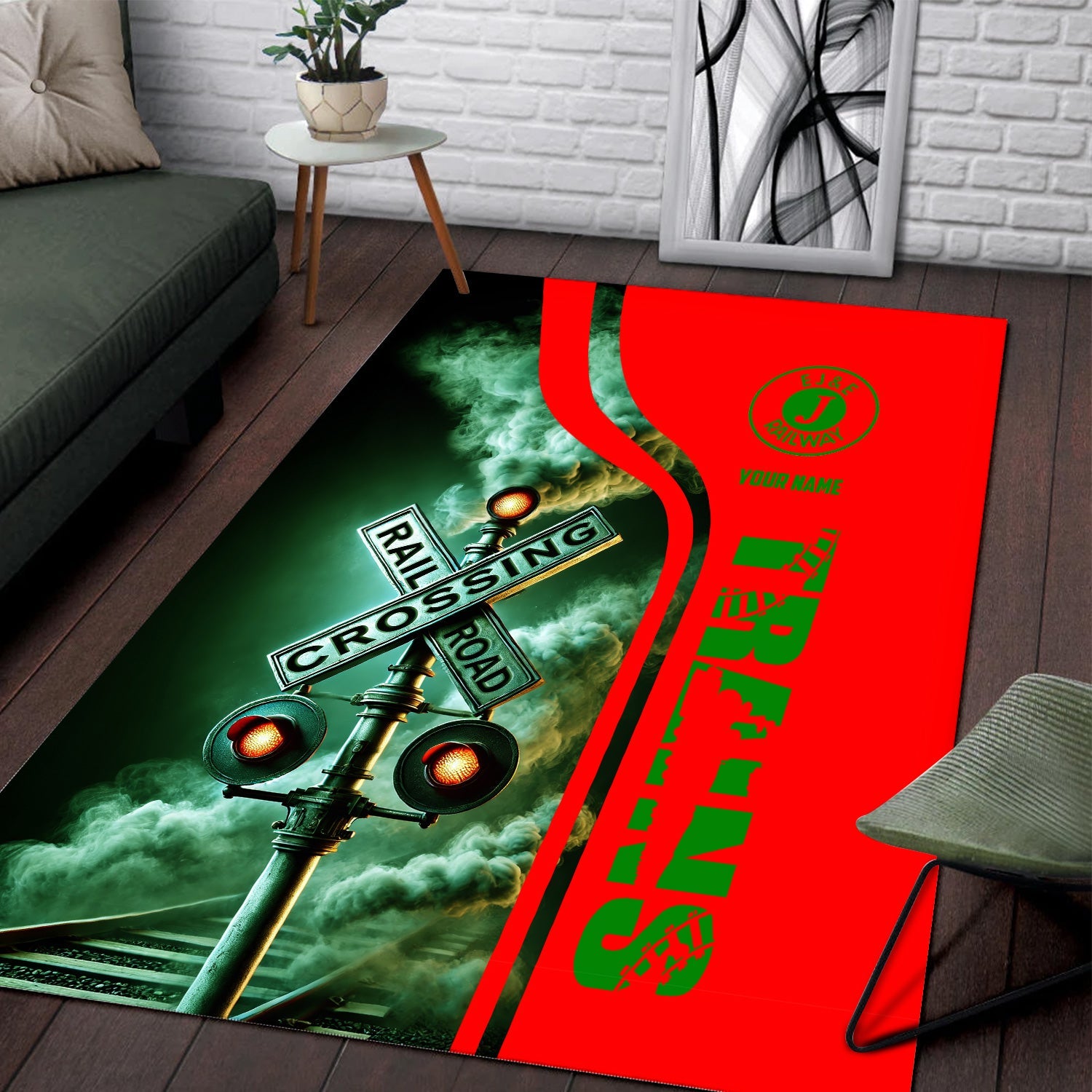 Railspirit Personalized Elgin Joliet And Eastern Railroad Area Rug Rai ...