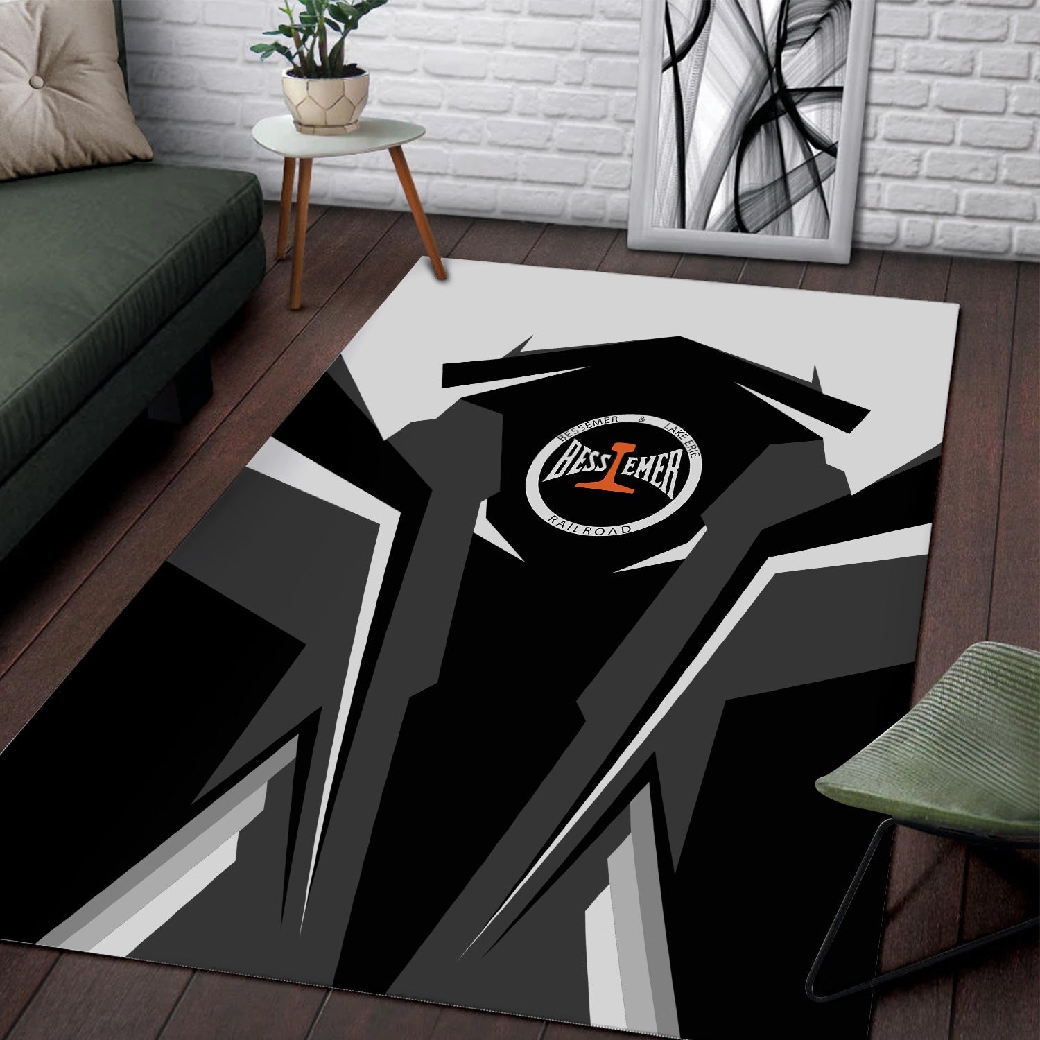 Railspirit Personalized Bessemer And Lake Erie Railroad Area Rug Strong Line Style  Train Area Rug Gift Idea For Train Lover