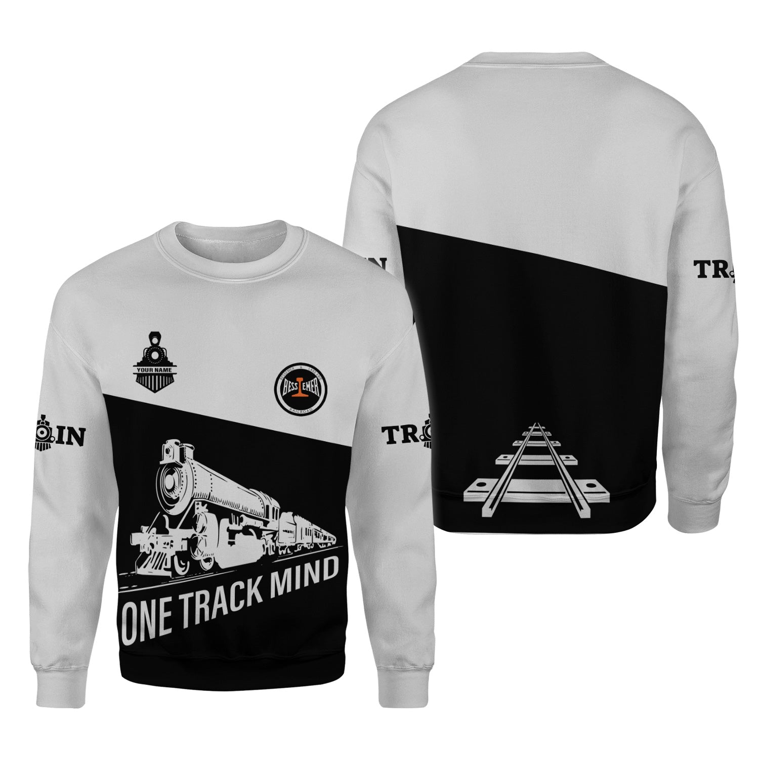 Railspirit Personalized Bessemer And Lake Erie Railroad Sweatshirt One Track Mind Train Sweater Gift Idea For Train Lover