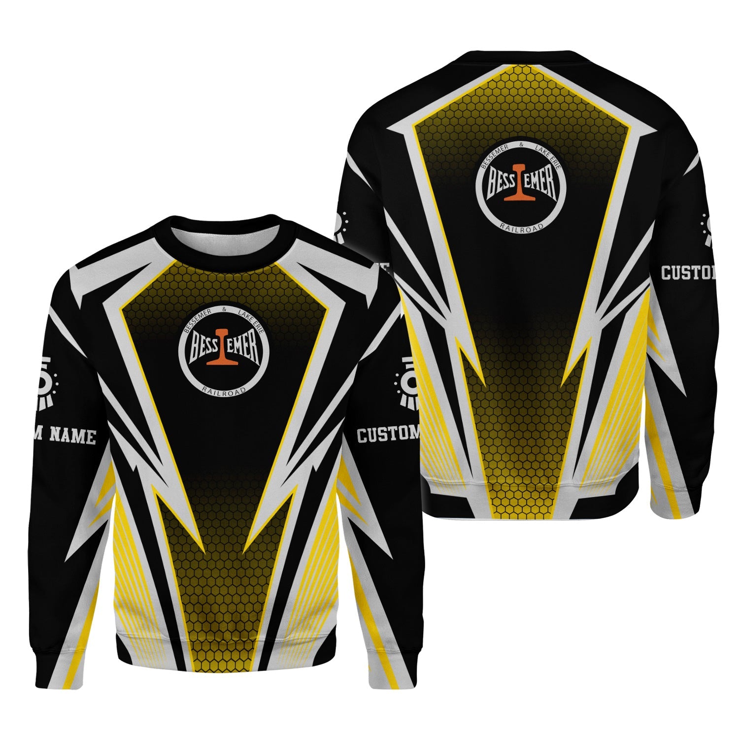 Railspirit Personalized Bessemer And Lake Erie Railroad Sweatshirt Lightning Graphic Style Shirt Gift Idea For Train Lover