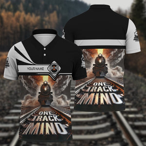 Railspirit Personalized Bessemer And Lake Erie Railroad Polo Shirt One Track Mind Train Printed Shirt