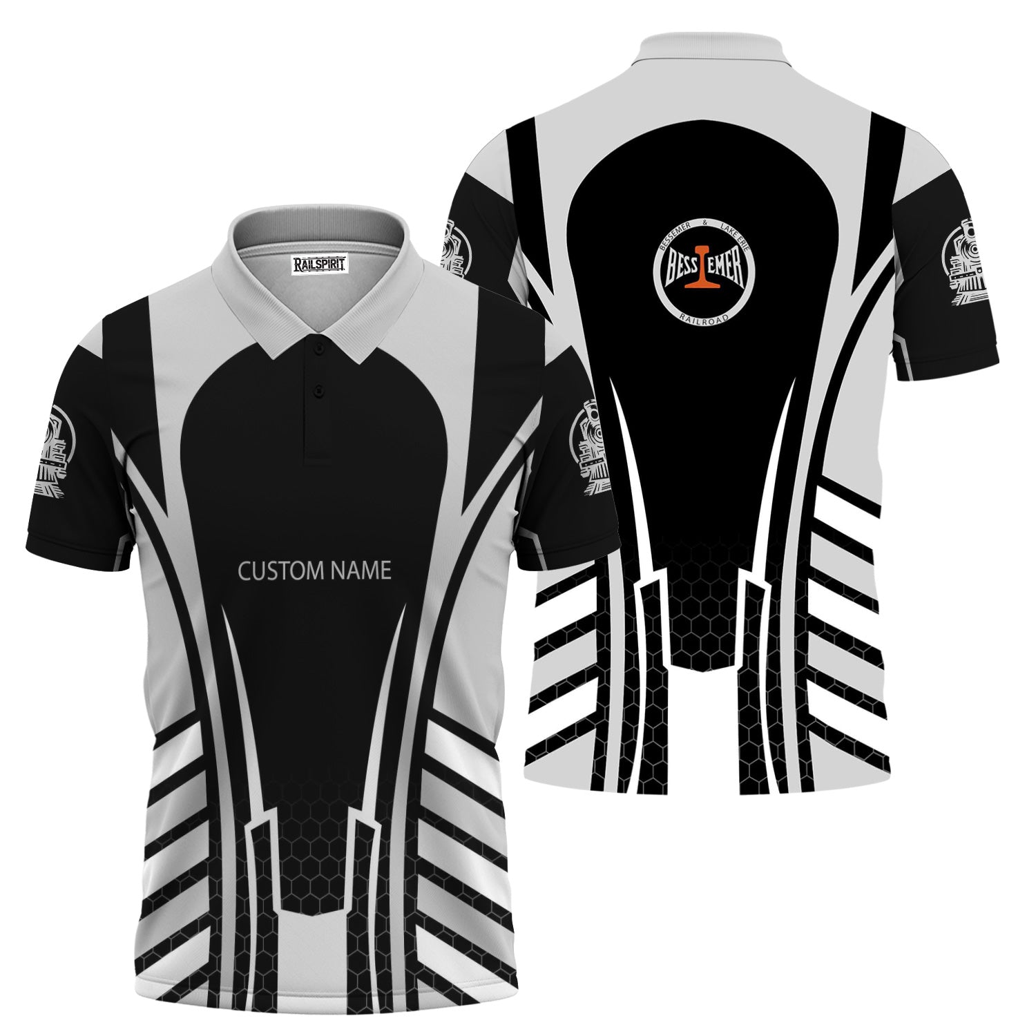 Railspirit Personalized Bessemer And Lake Erie Railroad Polo Shirt Striped Railroad Style Train Shirt All Over Print