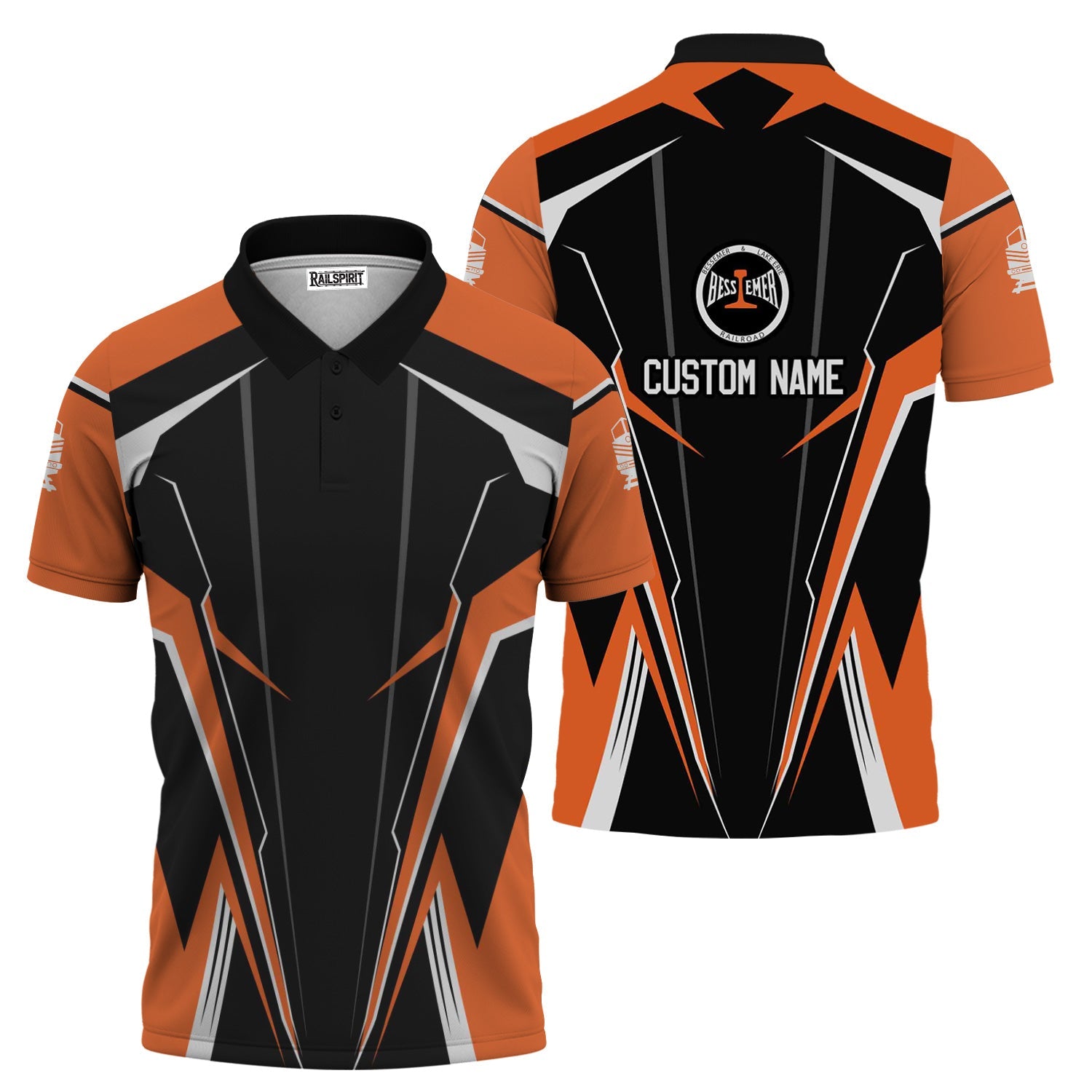 Railspirit Personalized Bessemer And Lake Erie Railroad Polo Shirt Lightning-Edge Design Train Shirt For Railroad Lovers