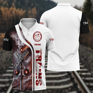 Railspirit Personalized Detroit & Mackinac Railroad Polo Shirt Crossing Railroad Sign American Locomotive Train Shirt All Over Print