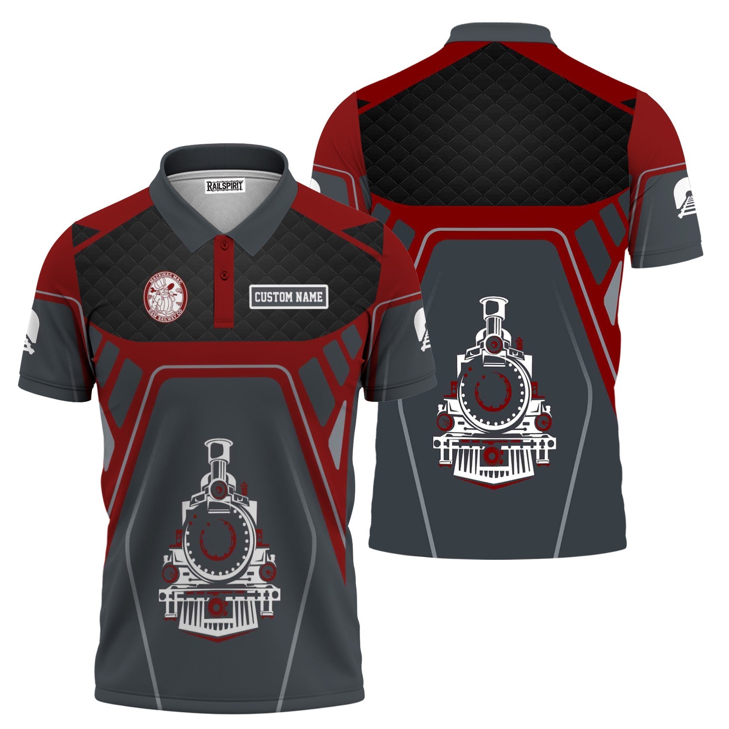 Railspirit Personalized Detroit & Mackinac Railroad Polo Shirt Steam Locomotive Engine Graphic Train Shirt All Over Print