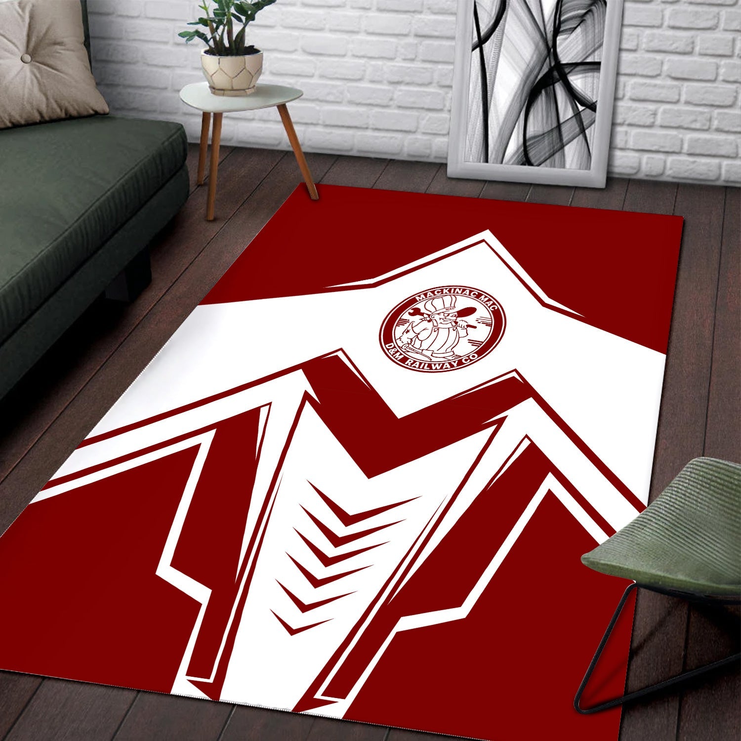 Railspirit Detroit & Mackinac Railroad Area Rug Railway Trainspotter Style Rug Gift Idea For Foamers