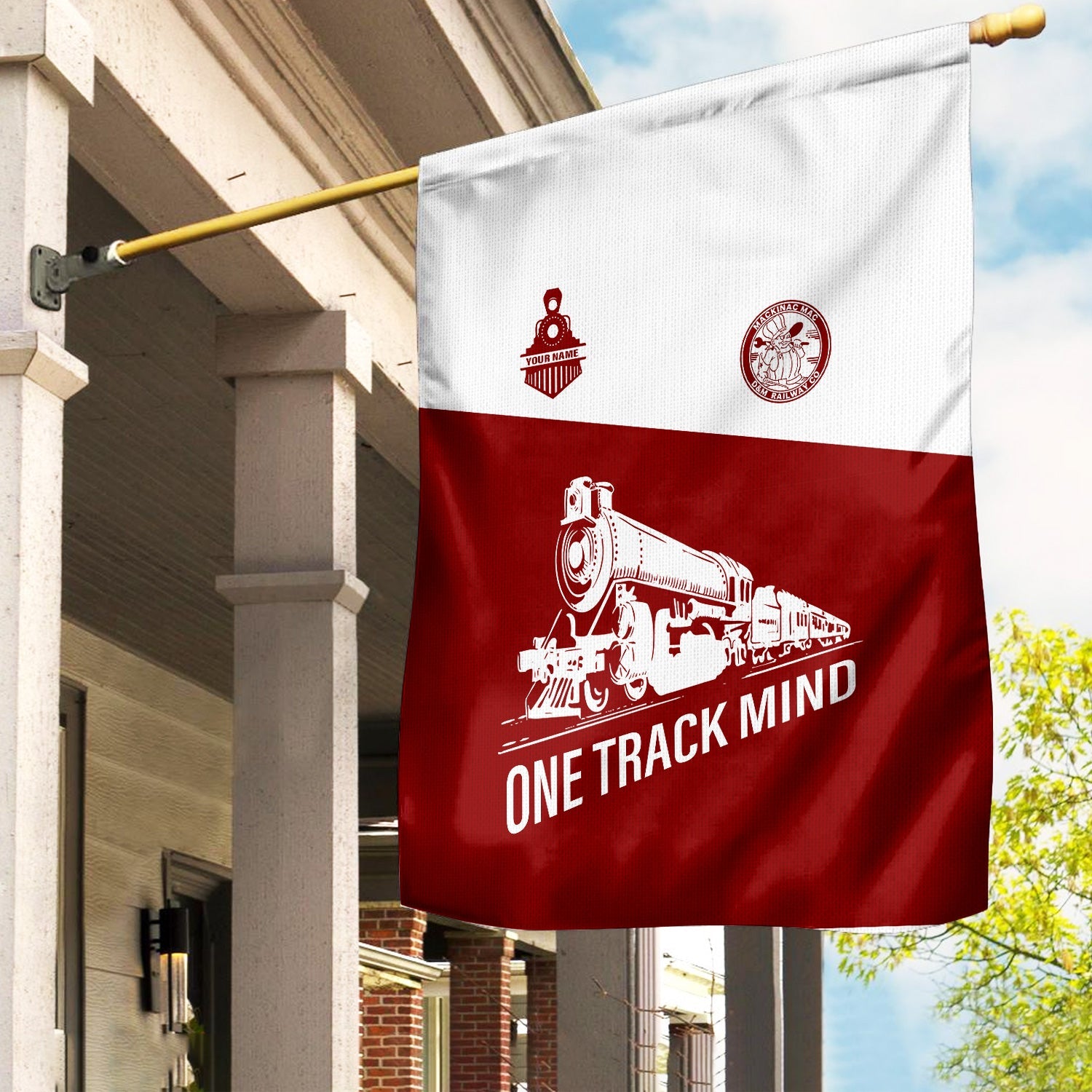 Railspirit Personalized Detroit & Mackinac Railroad Garden Flag One Track Mind Flag Gift Idea For Train Lover