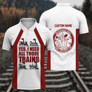 Railspirit Custom Name Detroit & Mackinac Railroad Polo Shirt Yes I Need All Those Train Printed Shirt