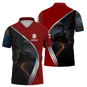 Railspirit Personalized Detroit & Mackinac Railroad Polo Shirt Steampunk Locomotive with Custom Year Train Shirt