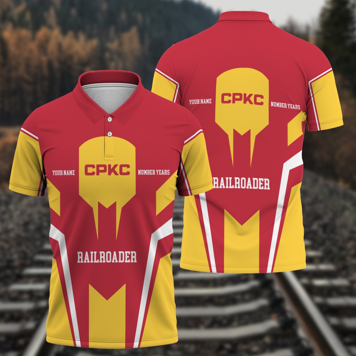 Railspirit Personalized Canadian Pacific Kansas City Polo Shirt Custom Year Railroader CPKC Shirt Gift Idea For Train Lover