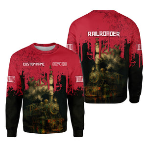 Railspirit Personalized Canadian Pacific Kansas City Sweatshirt Vintage Train Art Style CPKC Shirt For Locomotive Fans