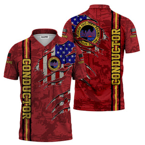 Railspirit Personalized Florida East Coast Railway Polo Shirt USA Flag Claw Art with Custom Job Train Shirt