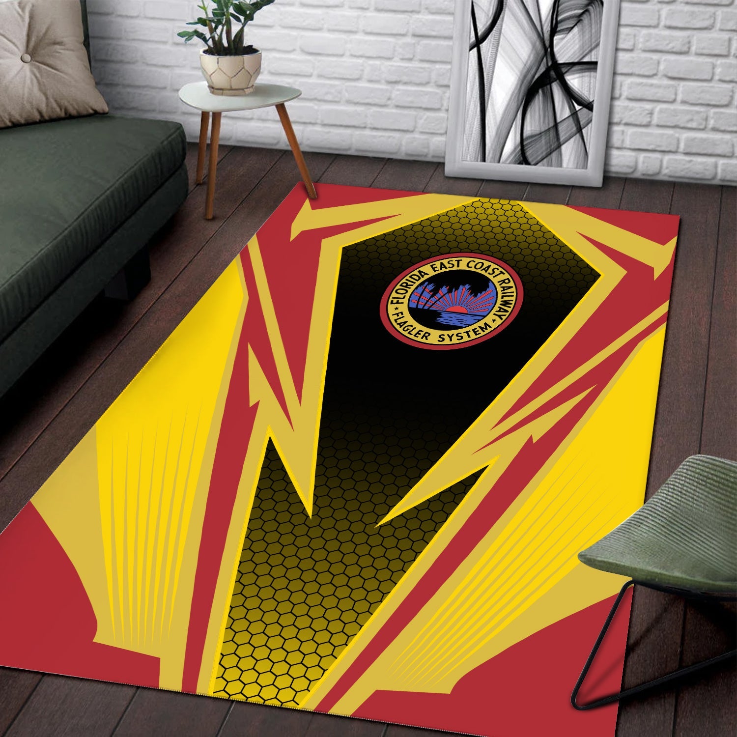 Railspirit Florida East Coast Railway Area Rug Lightning Graphic Style Rug Gift Idea For Train Lover