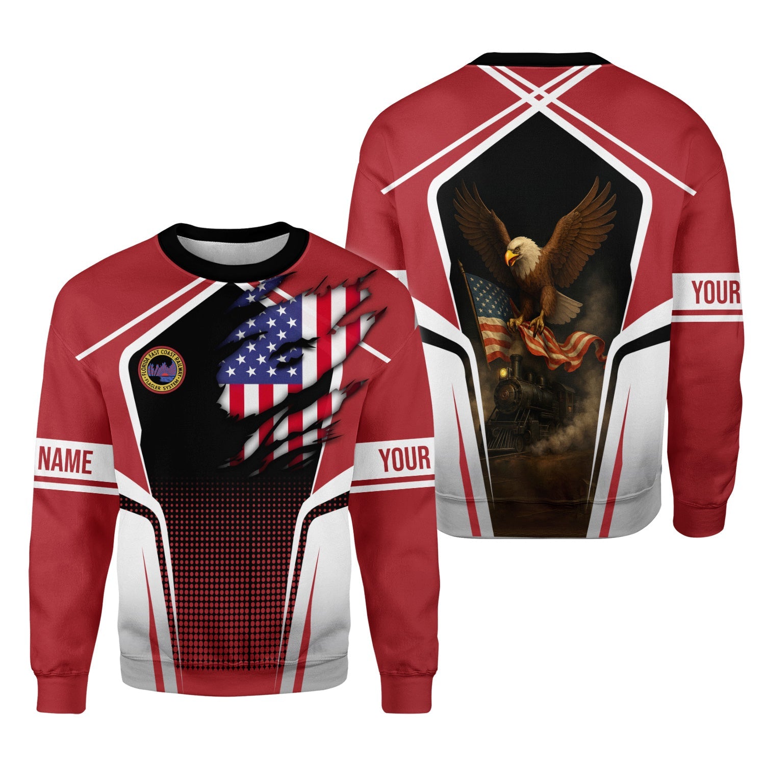 Railspirit Personalized Florida East Coast Railway Sweatshirt American Eagle Vintage Train Shirt