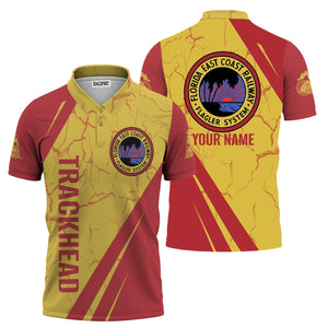 Railspirit Personalized Florida East Coast Railway Polo Shirt Crackle Texture Style Train Shirt For Trackhead