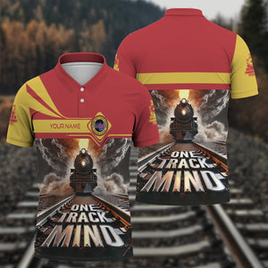 Railspirit Personalized Florida East Coast Railway Polo Shirt One Track Mind Train Printed Shirt
