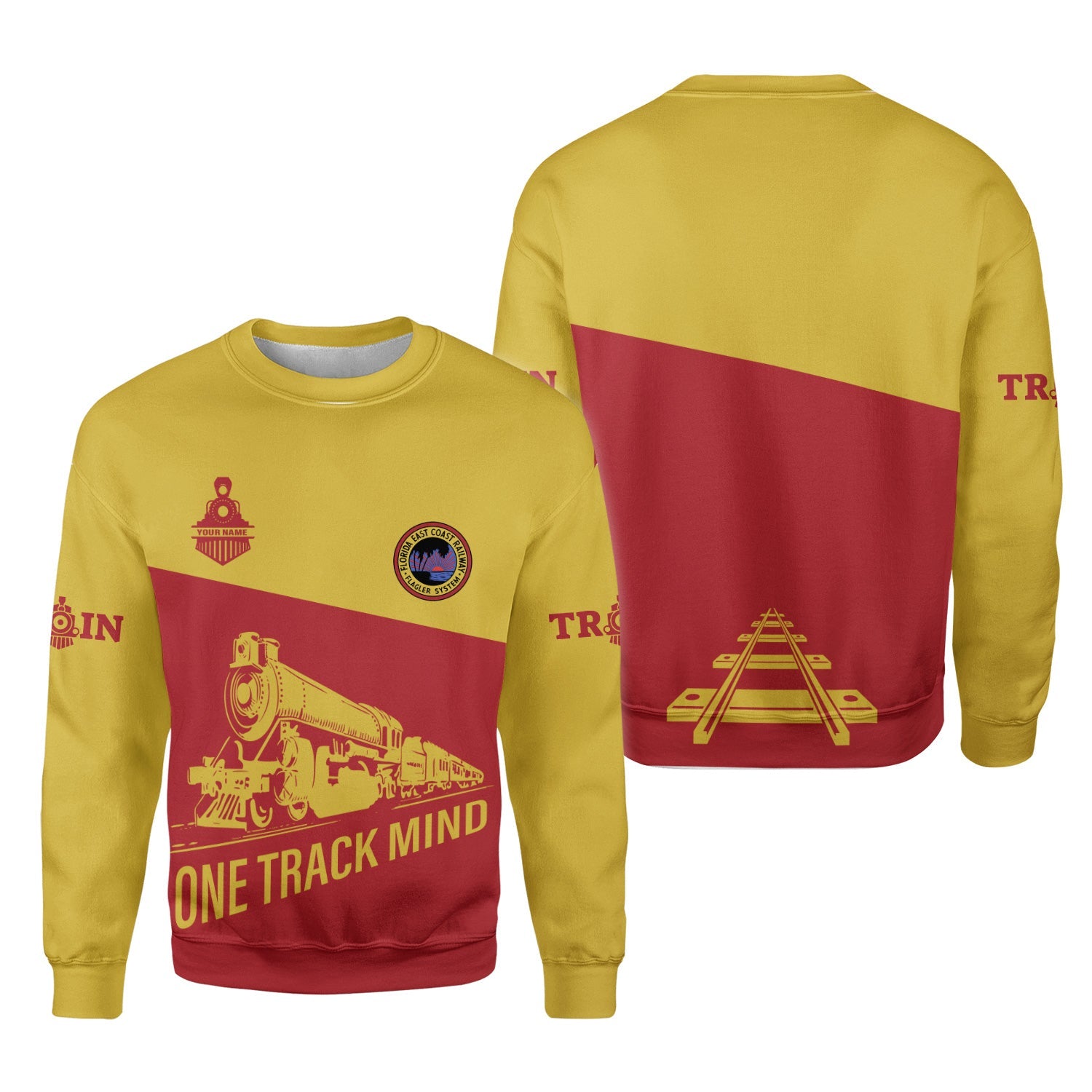 Railspirit Personalized Florida East Coast Railway Sweatshirt One Track Mind Train Sweater Gift Idea For Train Lover