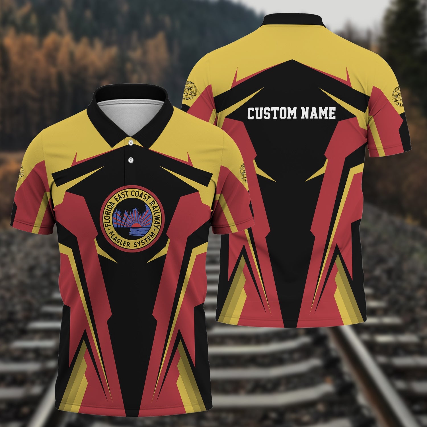 Railspirit Personalized Florida East Coast Railway Polo Shirt Strong Line Style Train Unisex Shirt All Over Print