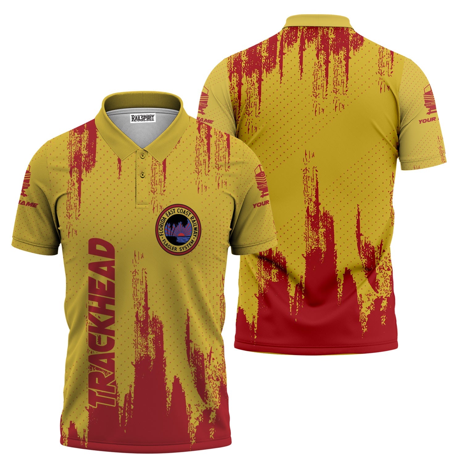 Railspirit Personalized Florida East Coast Railway Polo Shirt Paint Impact Design Train Shirt for Trackhead