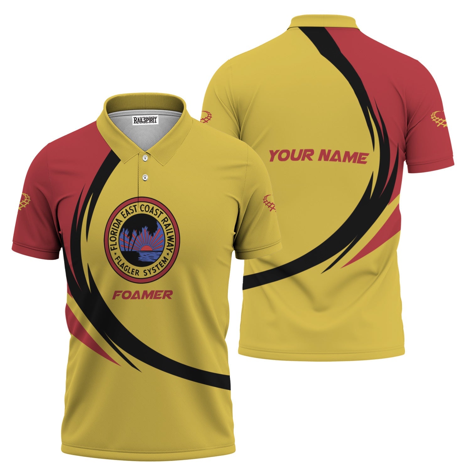 Railspirit Personalized Florida East Coast Railway Polo Shirt Unique Graphic Style Shirt For Train Enthusiasts