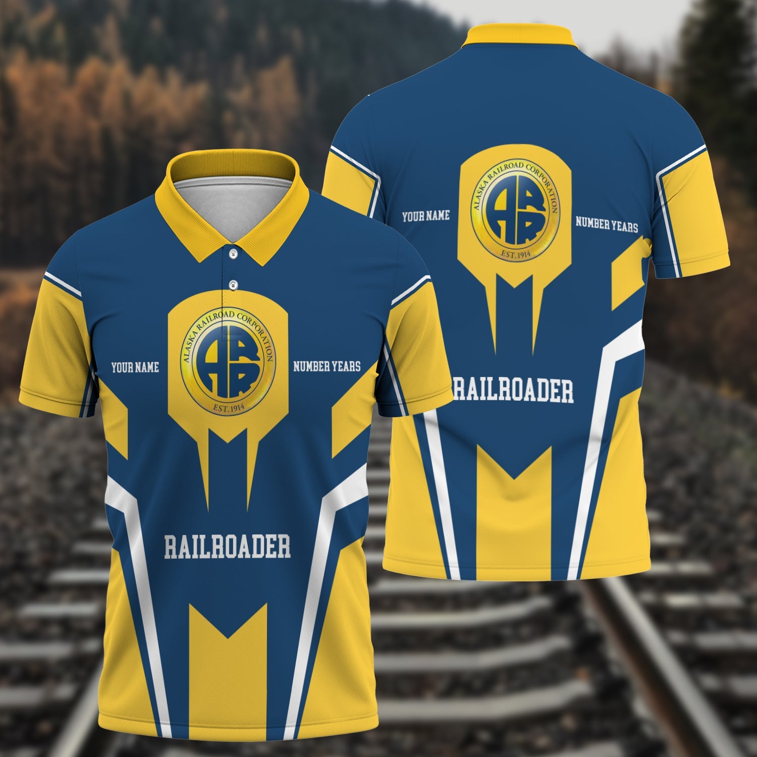 Railspirit Personalized Alaska Railroad Polo Shirt Custom Year Railroader Shirt Gift Idea For Train Lover