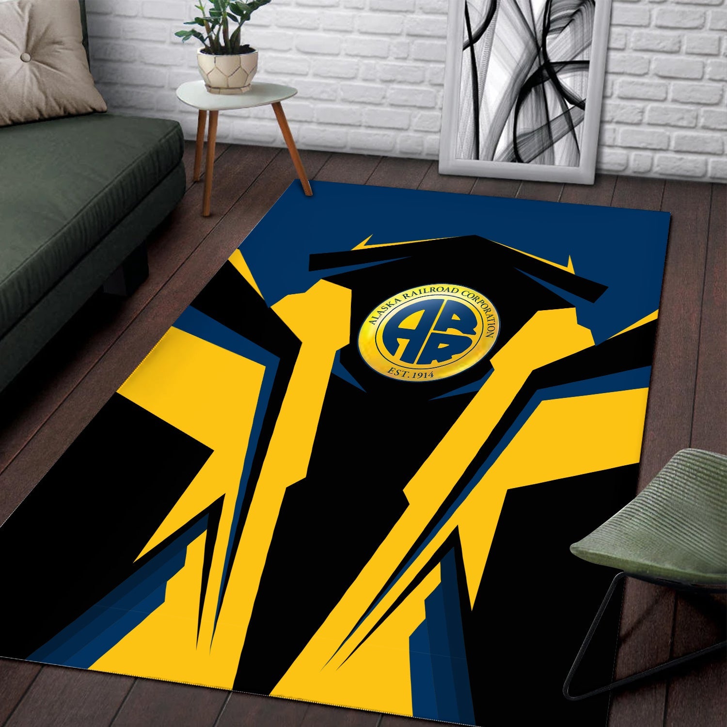 Railspirit Personalized Alaska Railroad Area Rug Strong Line Style  Train Area Rug Gift Idea For Train Lover