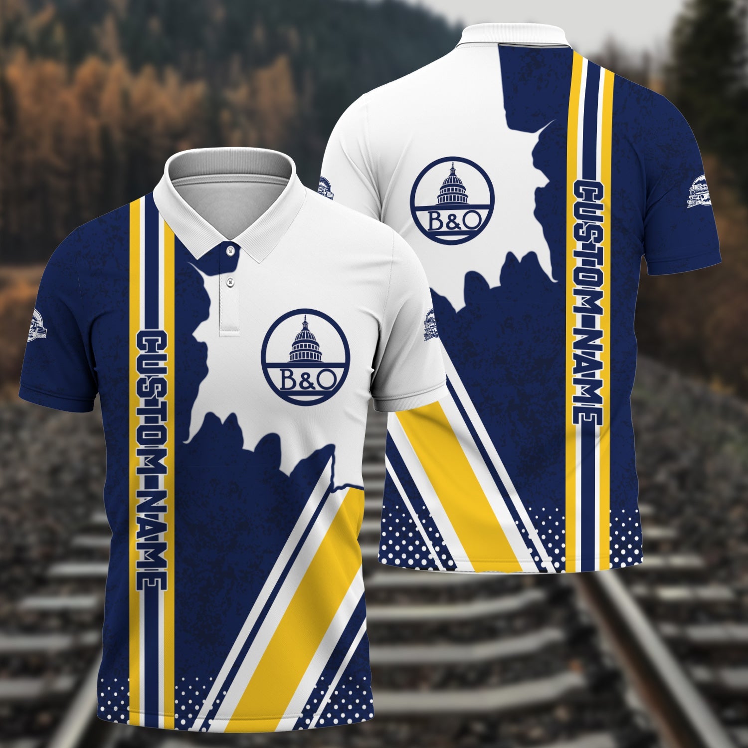 Railspirit Personalized Baltimore and Ohio Railroad Polo Shirt B&O All Over Printed Unisex Shirt