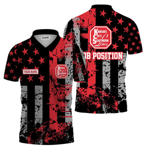 Railspirit Personalized Kansas City Southern Polo Shirt Artistic Paint American Flag Style Train Shirt
