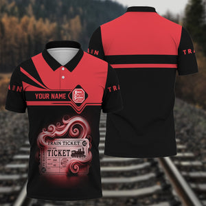 Railspirit Custom Name Kansas City Southern Polo Shirt American Train Ticket Printed Shirt