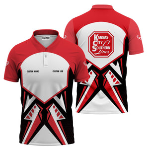 Railspirit Personalized Kansas City Southern Polo Shirt Vibriant Style with Custom Position Train Shirt