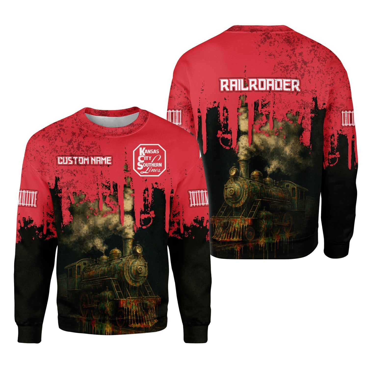 Railspirit Personalized Kansas City Southern Sweatshirt Vintage Train Art Style Shirt For Locomotive Fans